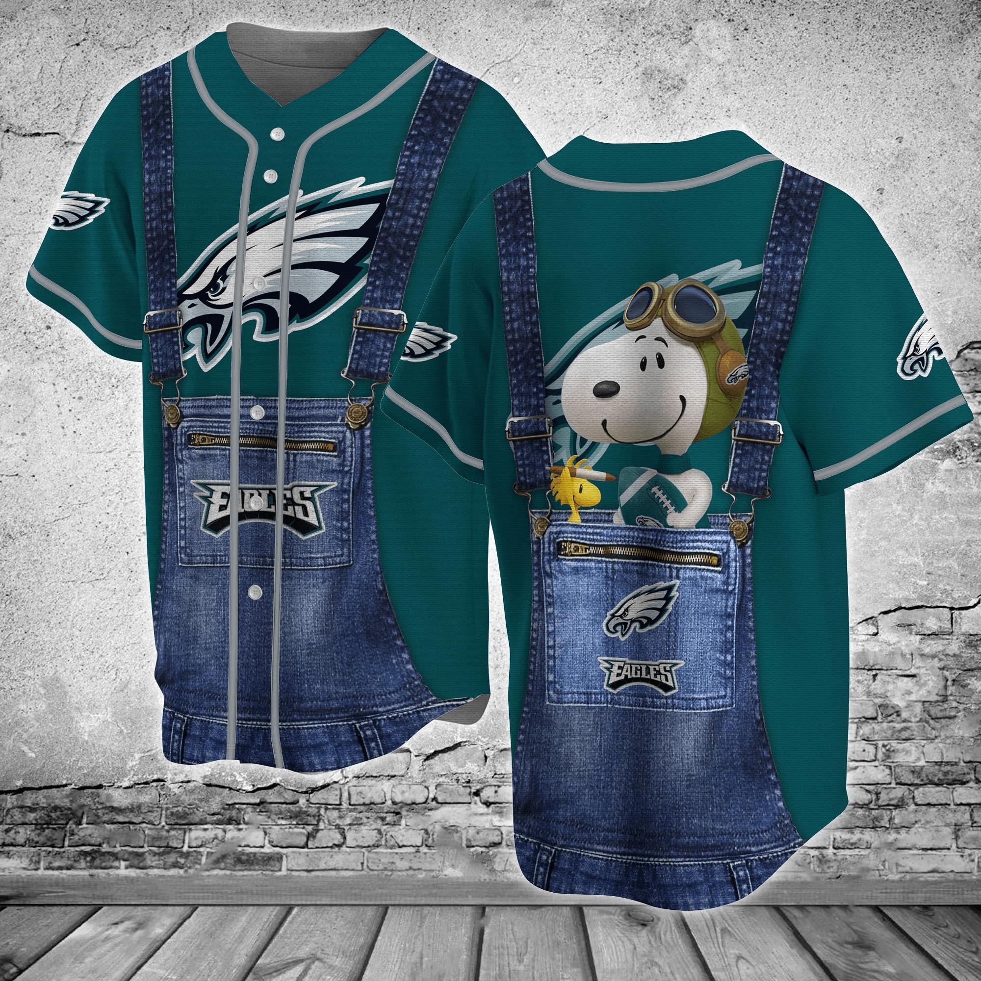 Philadelphia Eagles NLF Baseball Jersey Shirt For This Season Snoopy