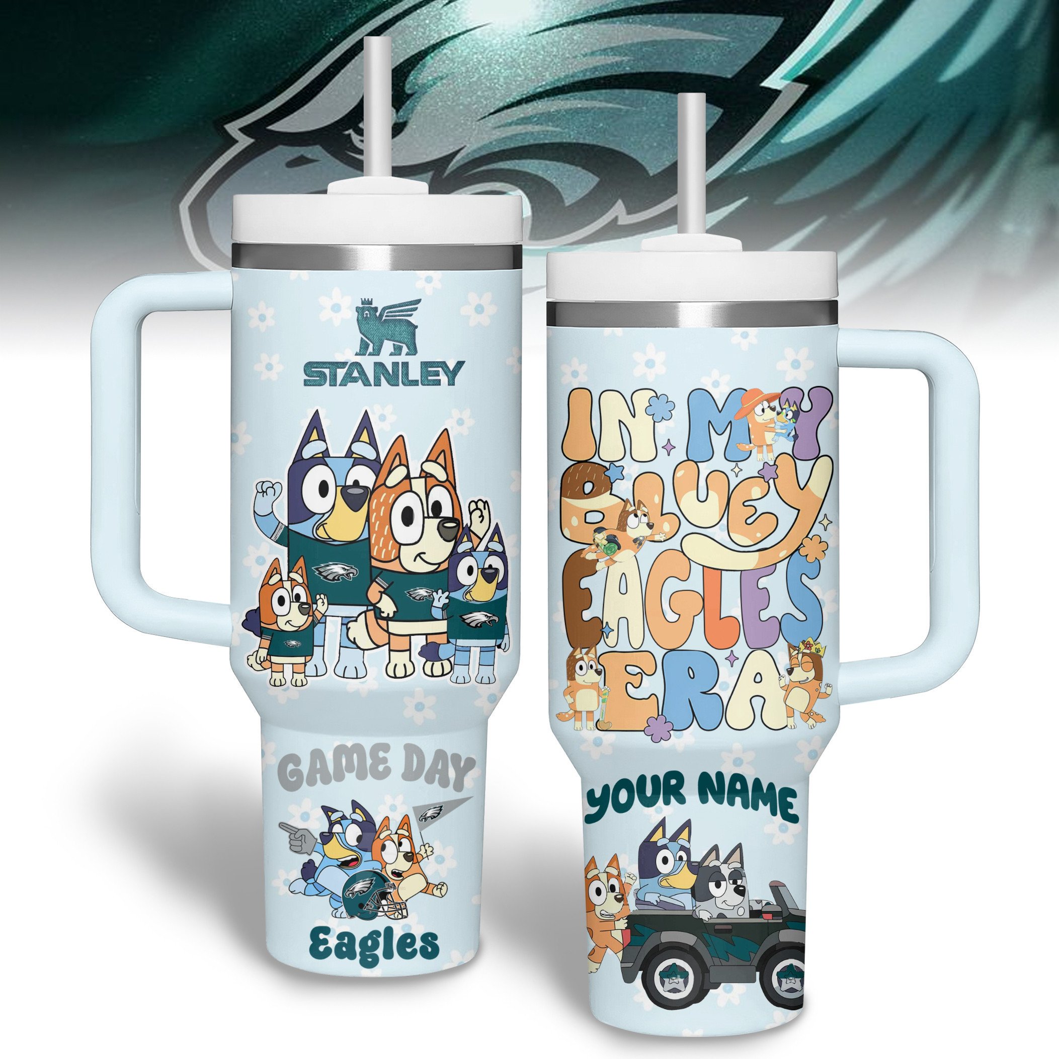 Philadelphia Eagles x Bluey NFL Custom Stanley Cup 40 oz 30 oz Tumbler With HandleTVC2301245
