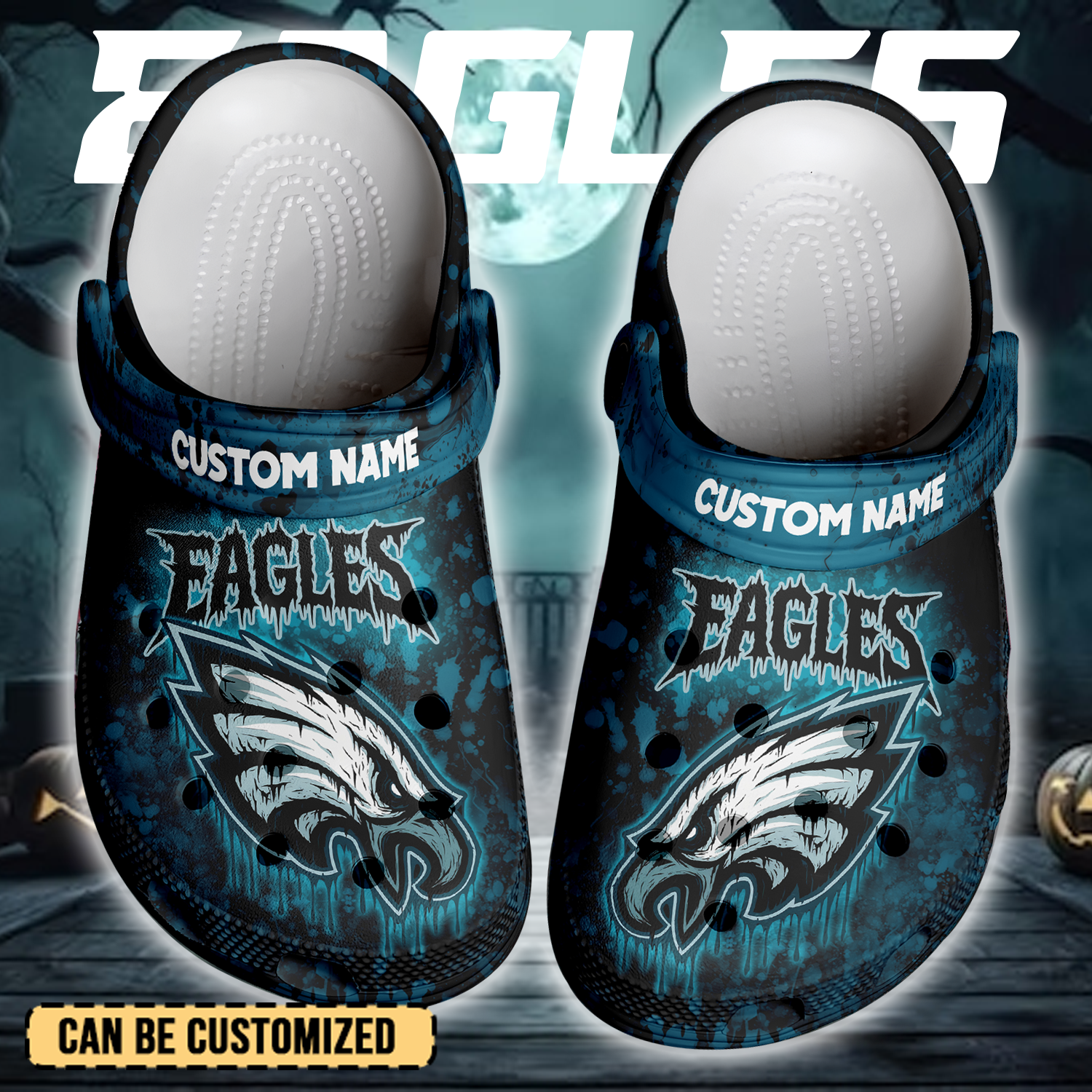 Philadelphia Eagles x Halloween Crocs Crocband Clogs Shoes Comfortable For Men Women and Kids