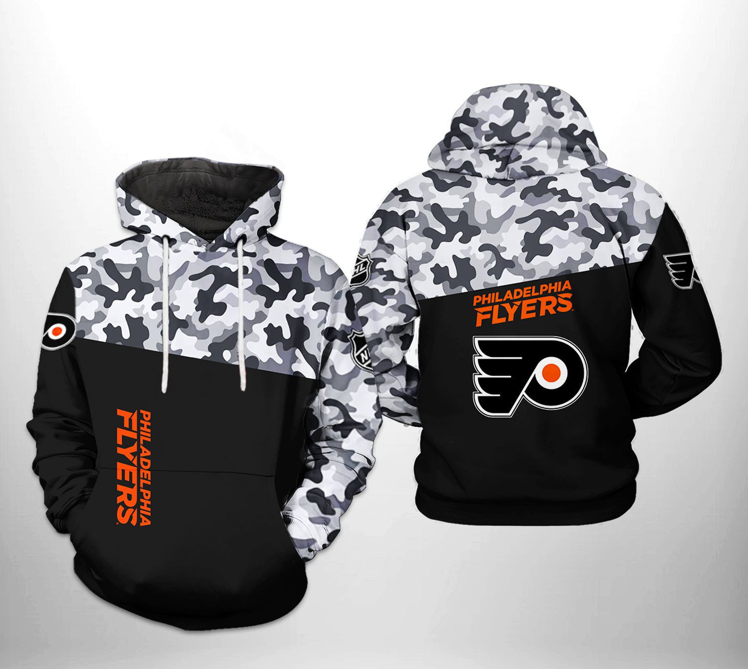 Philadelphia Flyers NHL Camo Veteran 3D All Over Print Hoodie, Zip Hoodie