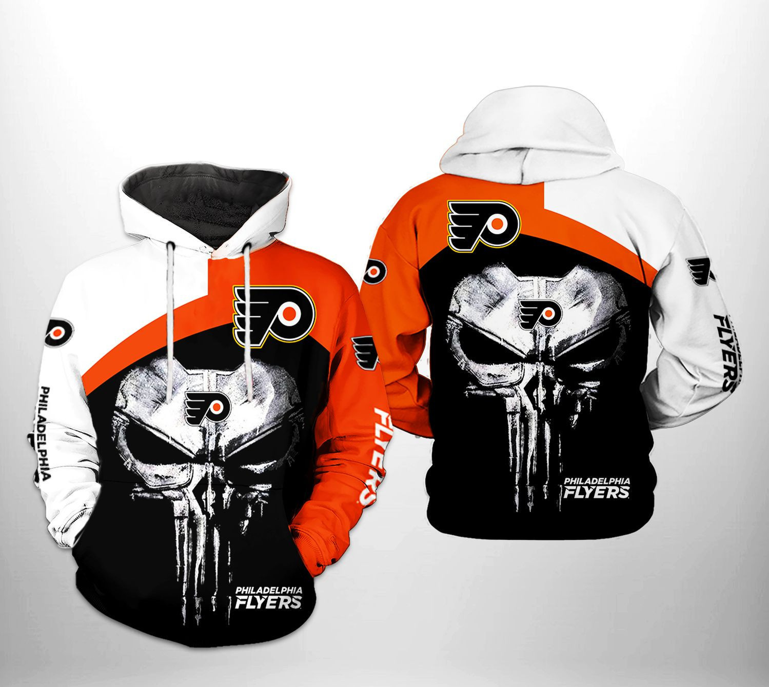 Philadelphia Flyers NHL Skull Punisher 3D All Over Print Hoodie, Zip Hoodie