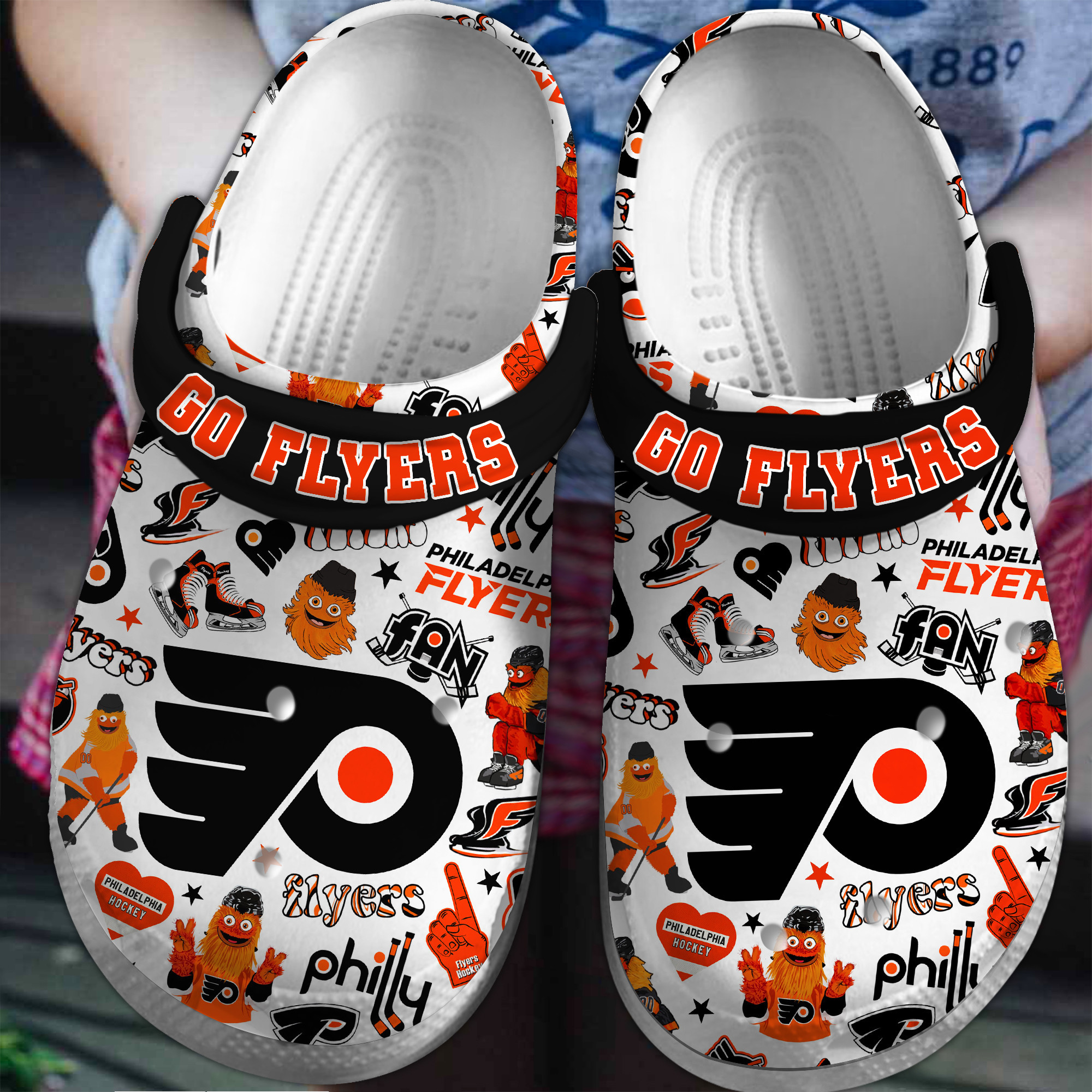 Philadelphia Flyers NHL Sport Crocs Crocband Clogs Shoes Comfortable For Men Women and Kids