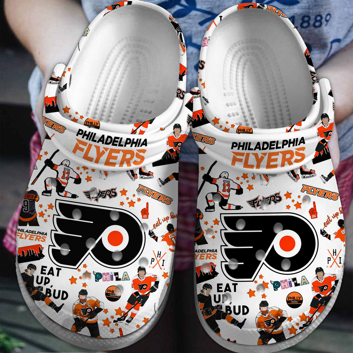 Philadelphia Flyers NHL Sport Crocs Crocband Clogs Shoes Comfortable For Men Women and Kids