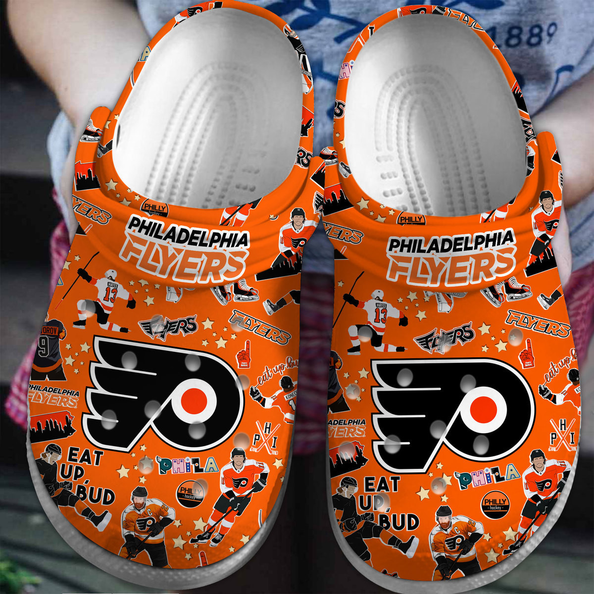 Philadelphia Flyers NHL Sport Crocs Crocband Clogs Shoes Comfortable For Men Women and Kids