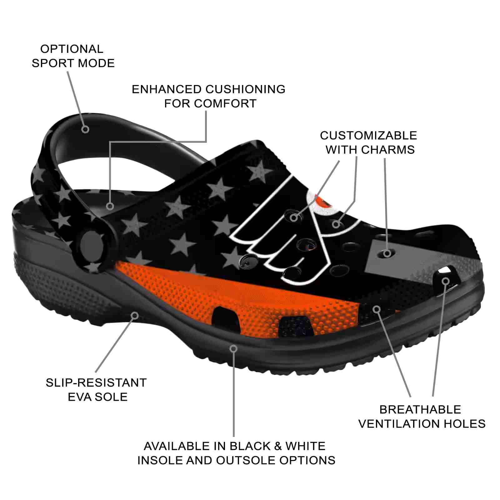 Philadelphia Flyers Stellar Stripes Theme ClogTVC1801901 - Image 5