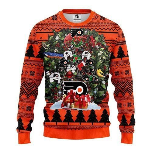 Philadelphia Flyers Tree Christmas Ugly Christmas Sweater Adult 3D Funny Matching for family