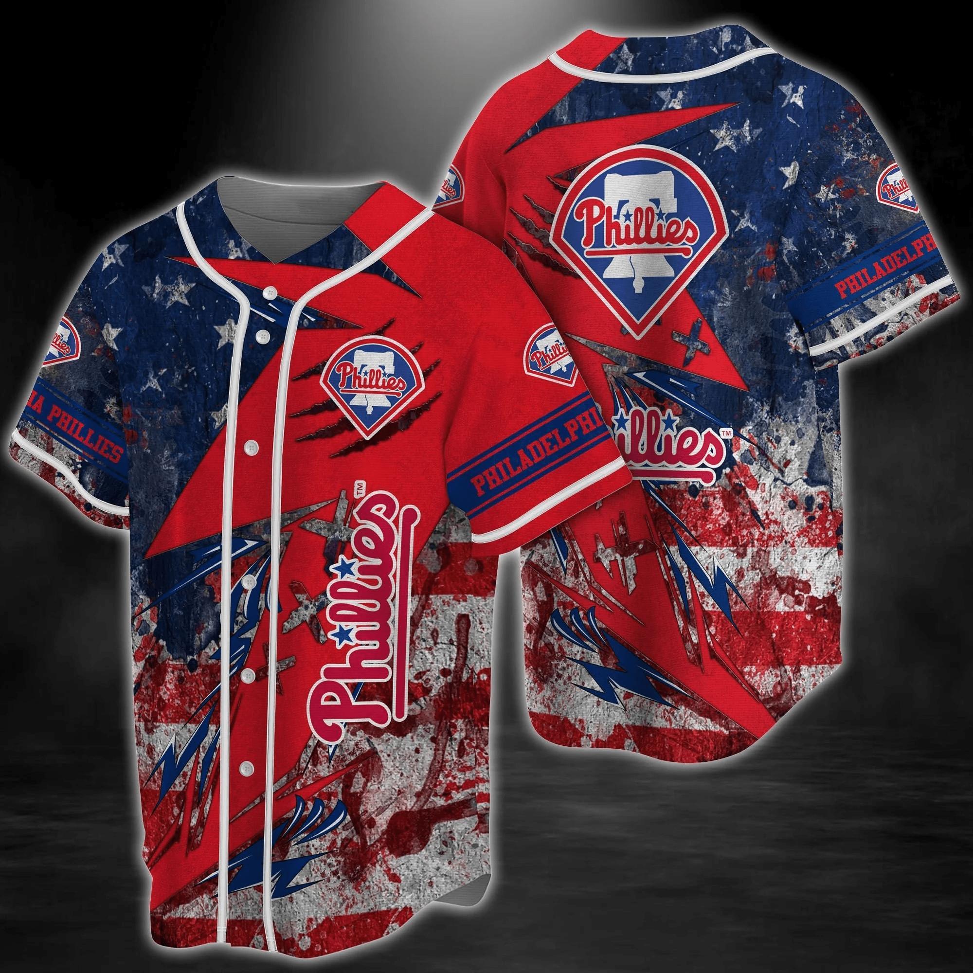 Philadelphia Phillies Mlb Baseball Jersey Shirt Us Flag