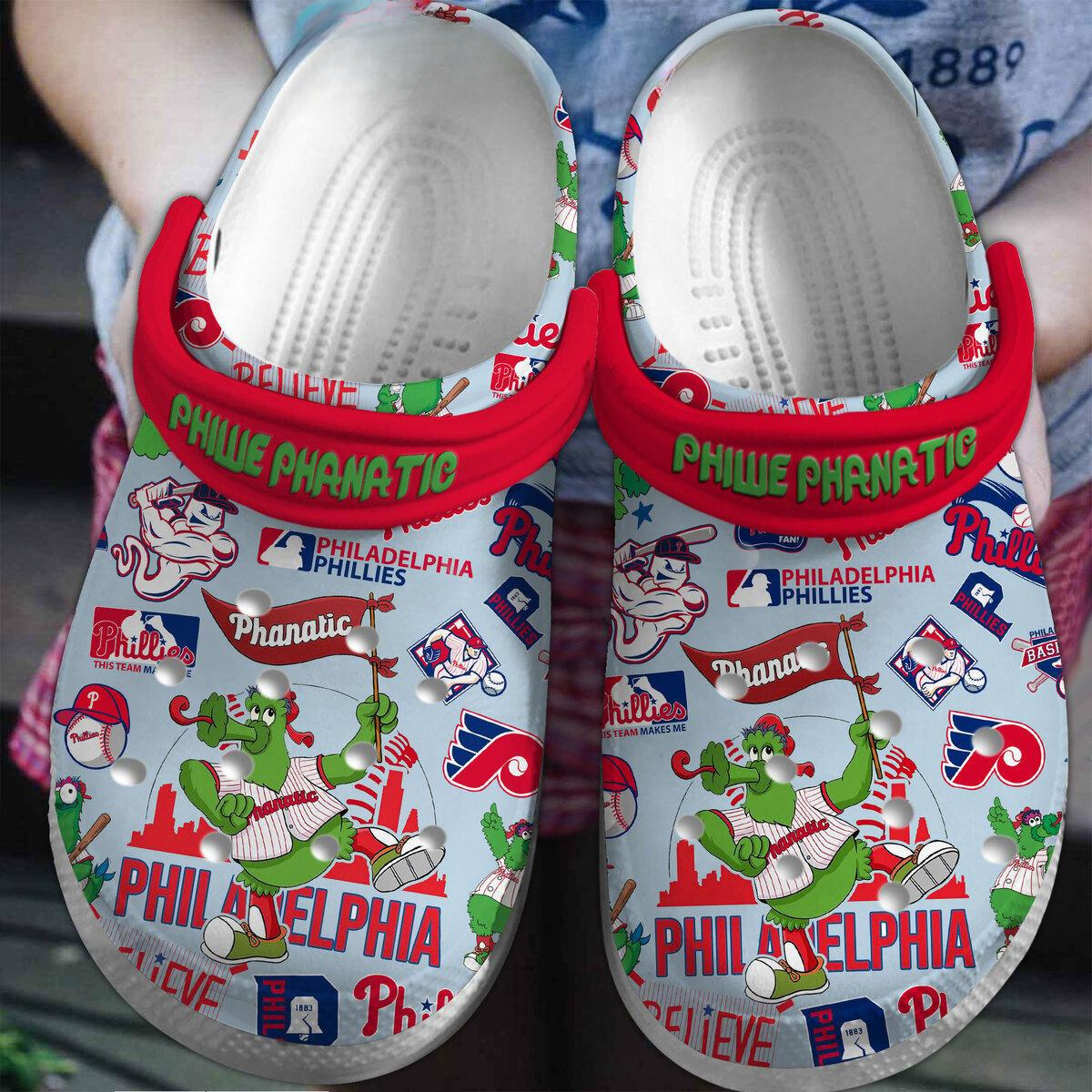Philadelphia Phillies MLB Sport Crocs Crocband Clogs Shoes Comfortable For Men Women and Kids
