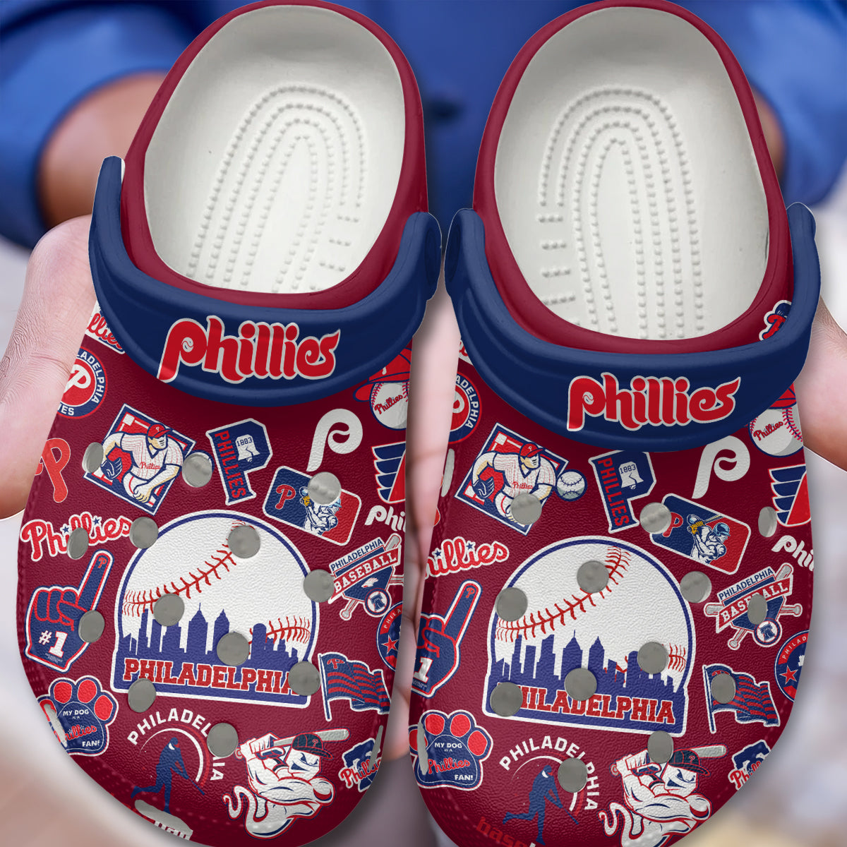 Philadelphia Phillies MLB Sport Crocs Crocband Clogs Shoes Comfortable For Men Women and Kids