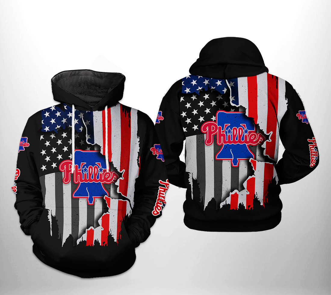 Philadelphia Phillies MLB US Flag 3D All Over Print Hoodie, Zip Hoodie