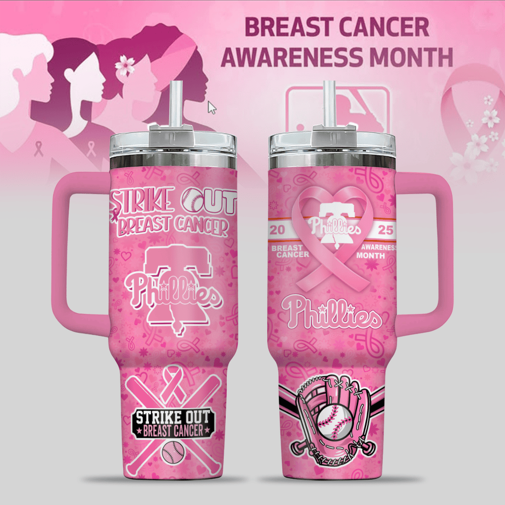 Philadelphia Phillies MLB x Breast Cancer Awareness Custom Stanley Cup 40 oz 30 oz Tumbler With HandleTVC2301125