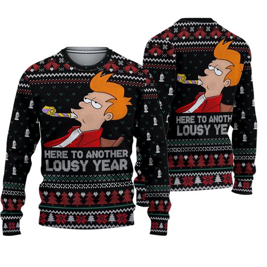 Philip Christmas Sweater, Philip J Fry Sweater, Here To Another Lousy Year Sweater - Image 2