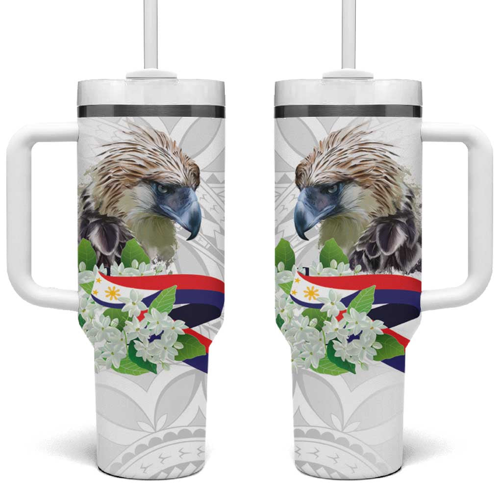 Philippines Eagle and Sampaguita Flowers Polynesian Custom Stanley Cup 40 oz 30 oz Tumbler With HandleTVC2301381