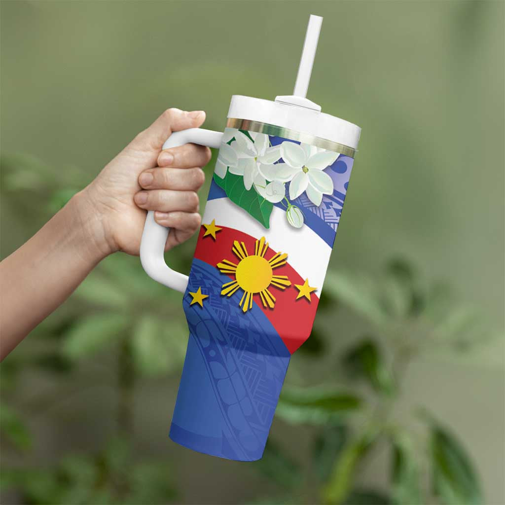Philippines Flag Sampaguita Jasmine with Polynesian Tribal Custom Stanley Cup 40 oz 30 oz Tumbler With HandleTVC2301402 - Image 3