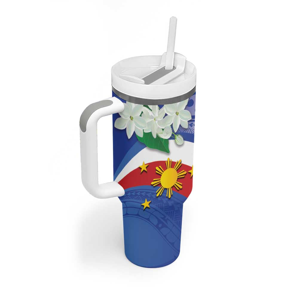 Philippines Flag Sampaguita Jasmine with Polynesian Tribal Custom Stanley Cup 40 oz 30 oz Tumbler With HandleTVC2301402 - Image 2