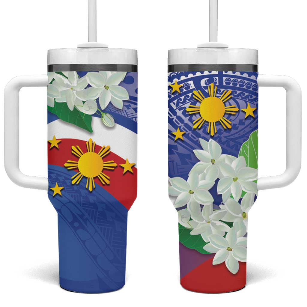 Philippines Flag Sampaguita Jasmine with Polynesian Tribal Custom Stanley Cup 40 oz 30 oz Tumbler With HandleTVC2301402