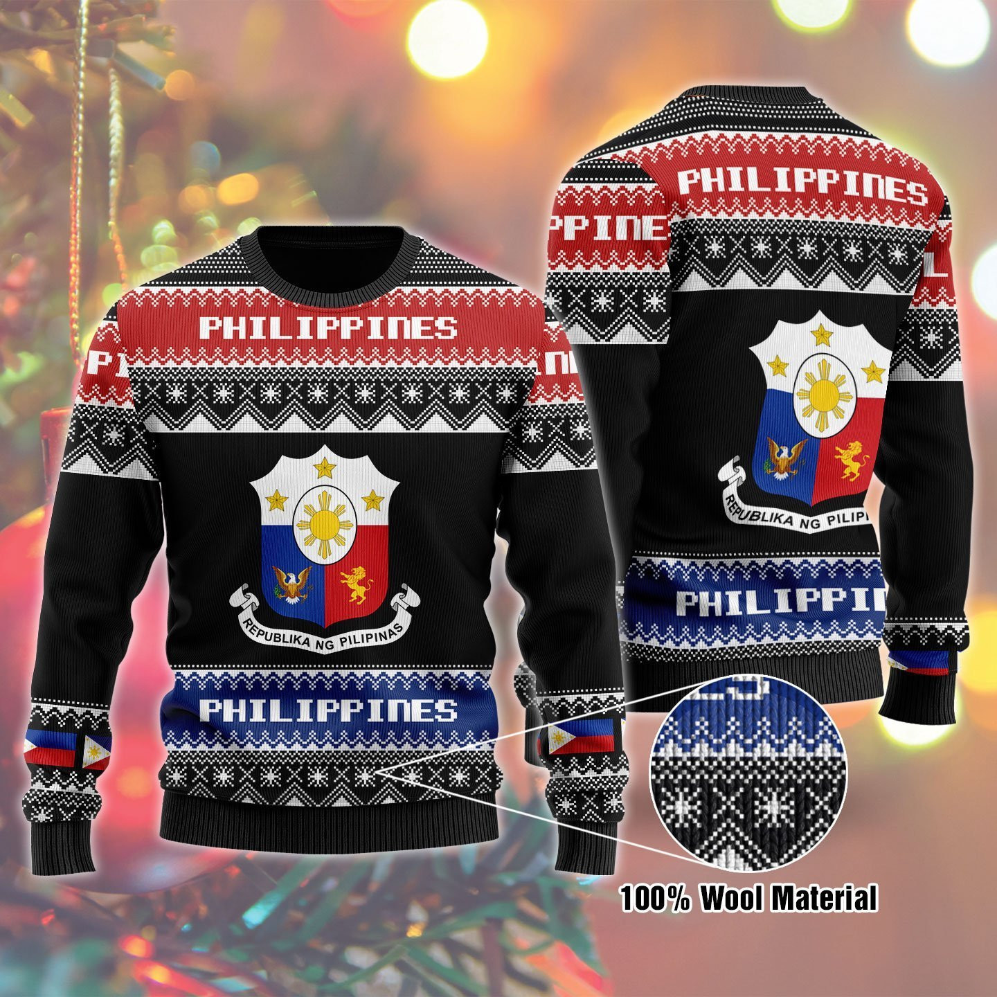 Philippines Ugly Christmas Sweater Adult 3D Funny Matching for family