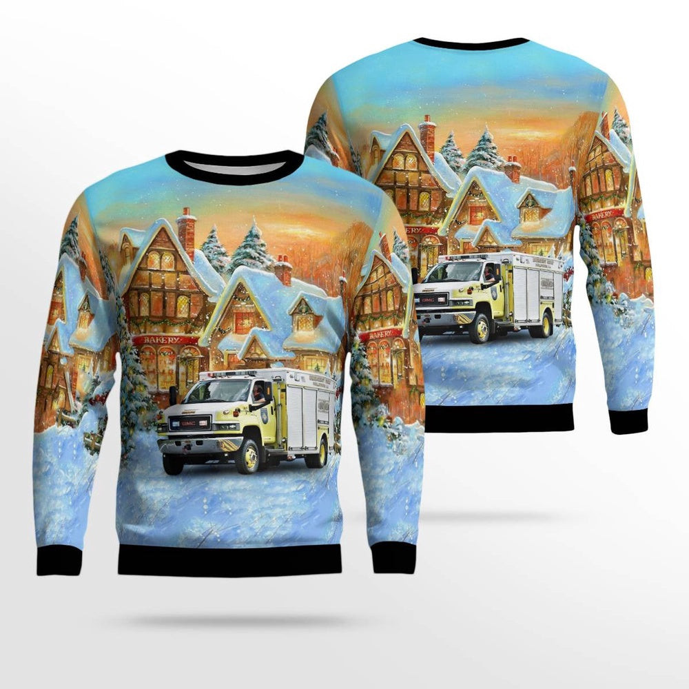 Phillipsburg New Jersey Phillipsburg Emergency Squad Rescue Truck Christmas AOP Ugly Sweater Unisex Christmas Gift