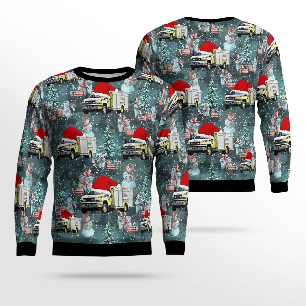 Phillipsburg New Jersey Phillipsburg Emergency Squad Rescue Truck Christmas AOP Ugly Sweater Unisex Christmas Gift I