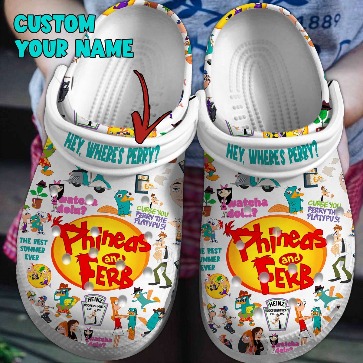 Phineas And Ferb TV Series Crocs Crocband Clogs Shoes Comfortable For Men Women and Kids