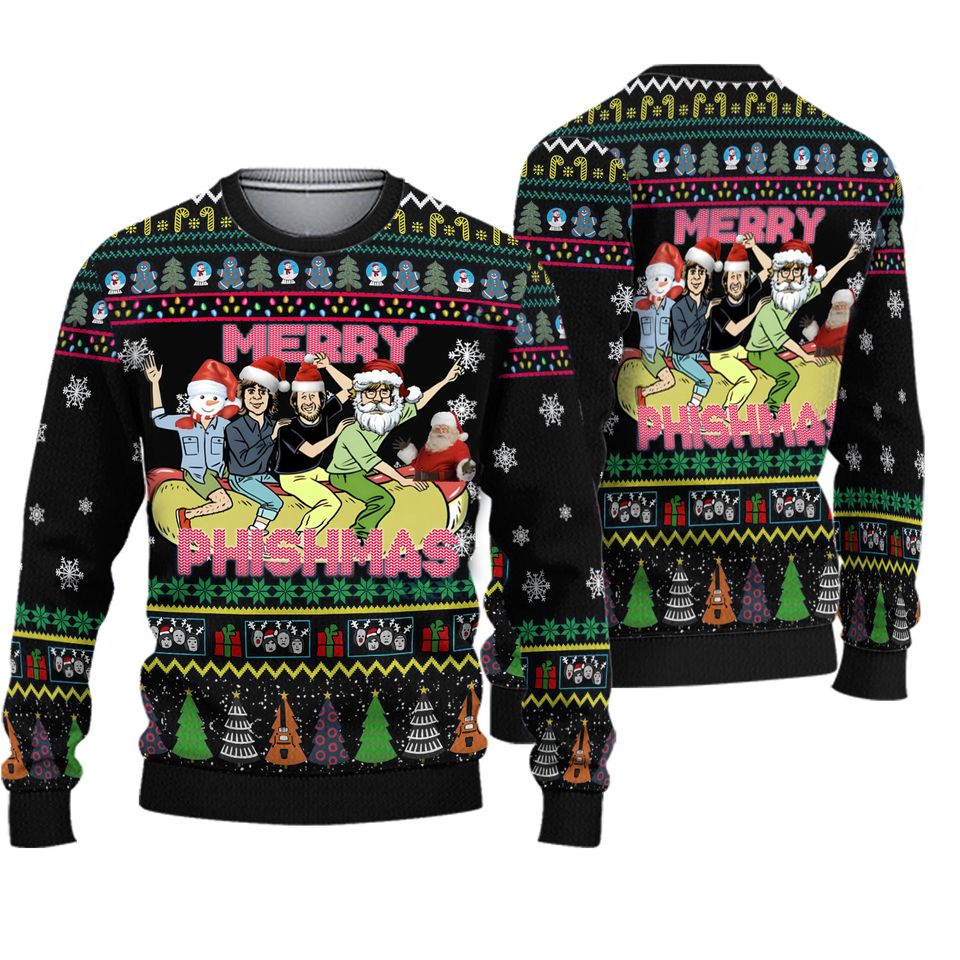 Phish Band Merry Phishmas Christmas Ugly Sweater Black