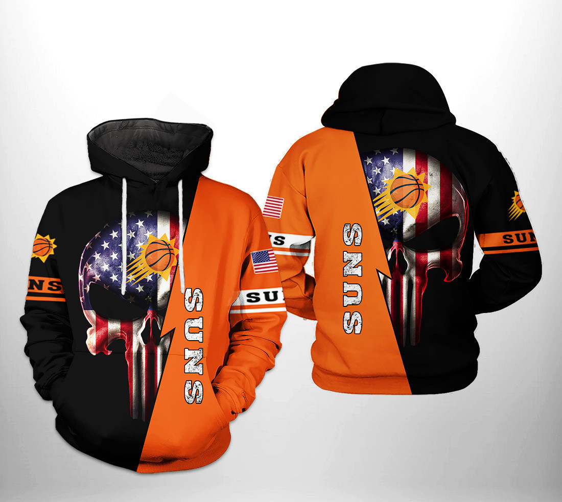 Phoenix Suns NBA US Flag Skull Team 3D All Over Print Hoodie, Zip Hoodie