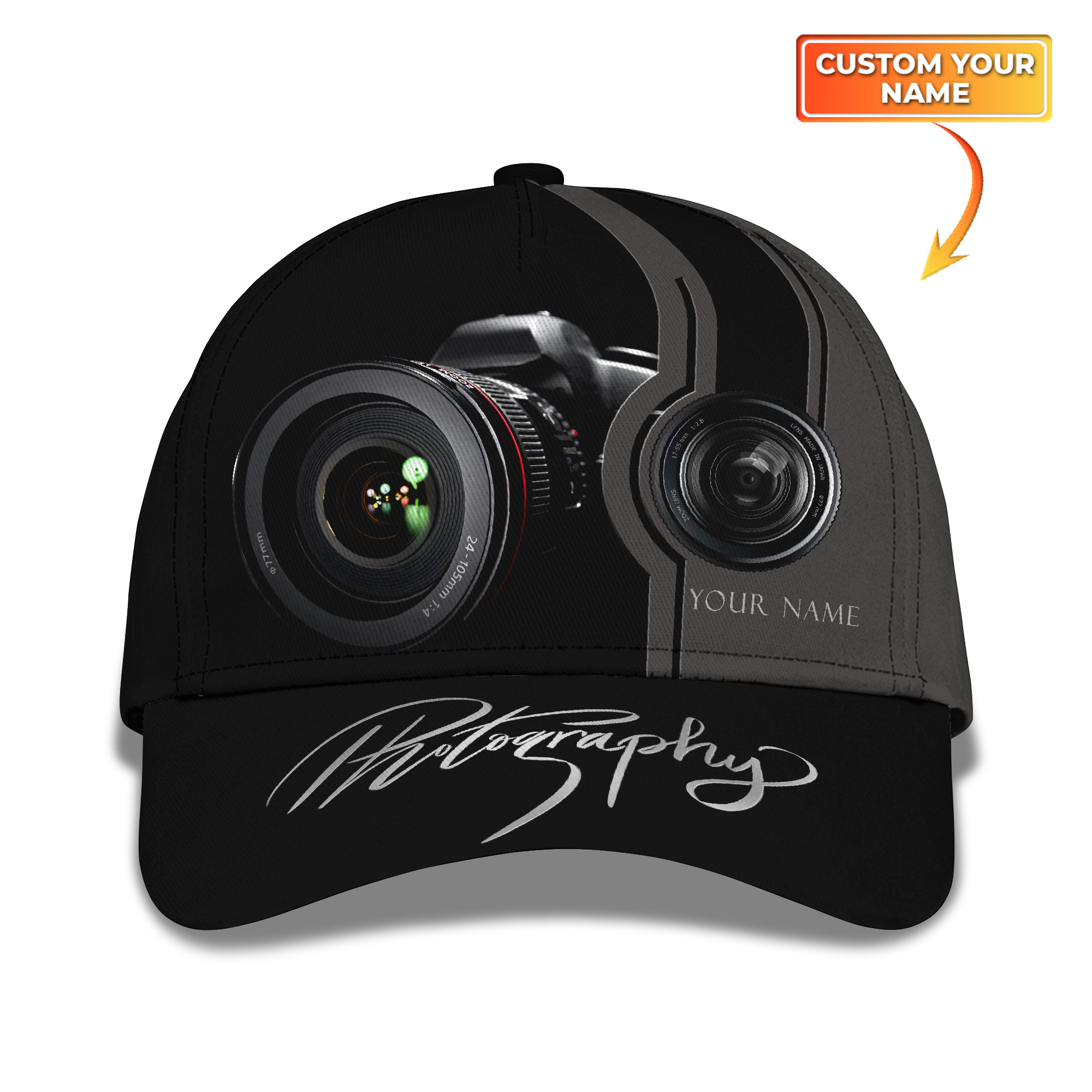 Photographer Personalized Name 3D Classic Cap Trucker Hats Custom Hats Gifts For Men & Women