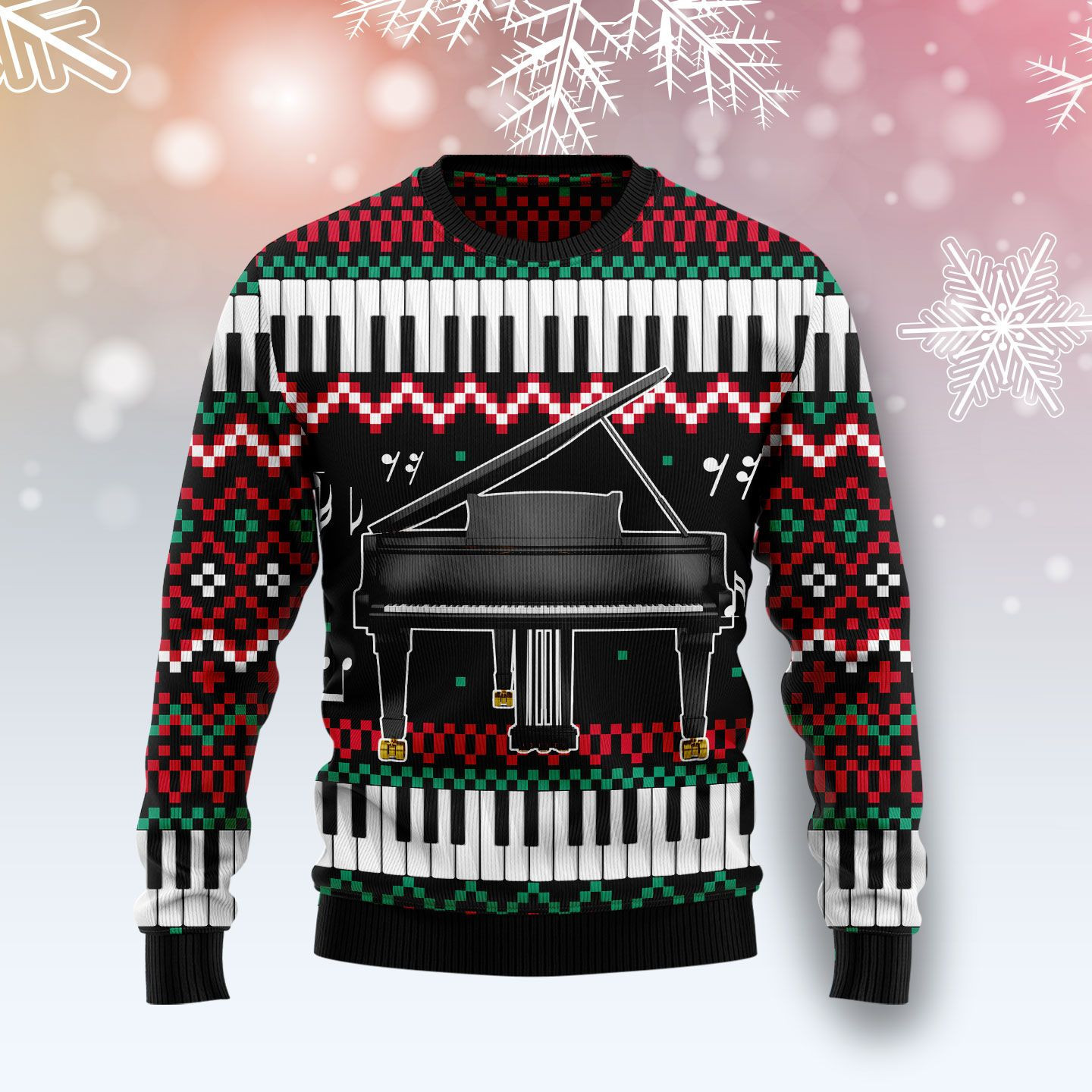 Piano Awesome Ugly Christmas Sweater Adult 3D Funny Matching for family