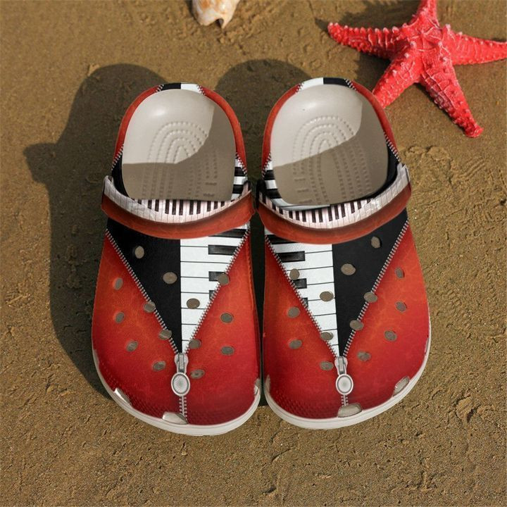 Piano Red Zipper Clog Shoes