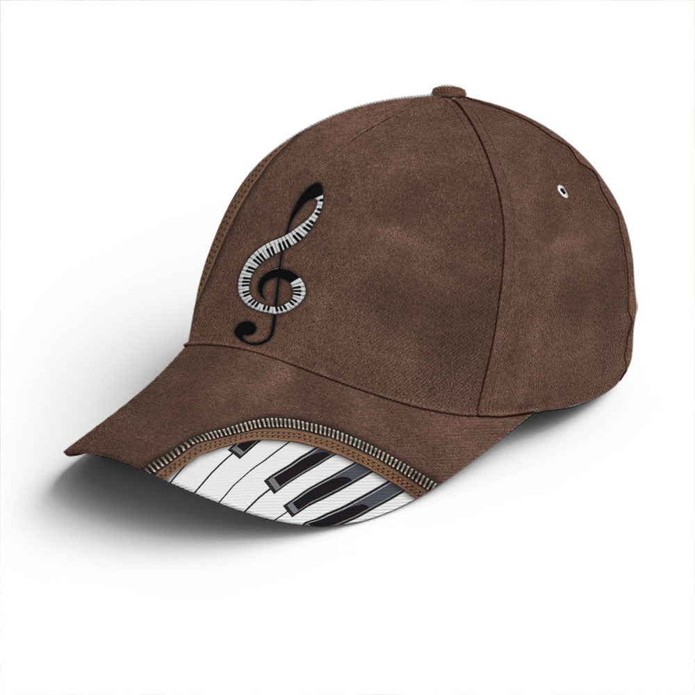 Piano Treble Clef Classic Leather Baseball Cap Trucker Hats Custom Hats Gifts For Men & Women