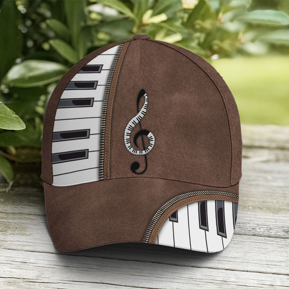 Piano Treble Clef Classic Leather Baseball Cap Trucker Hats Custom Hats Gifts For Men & Women