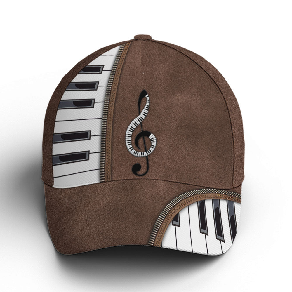 Piano Treble Clef Classic Leather Baseball Cap Trucker Hats Custom Hats Gifts For Men & Women