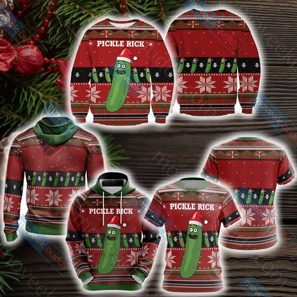 Pickle Rick For Unisex Ugly Christmas Sweater Adult 3D Funny Matching for family - Image 4