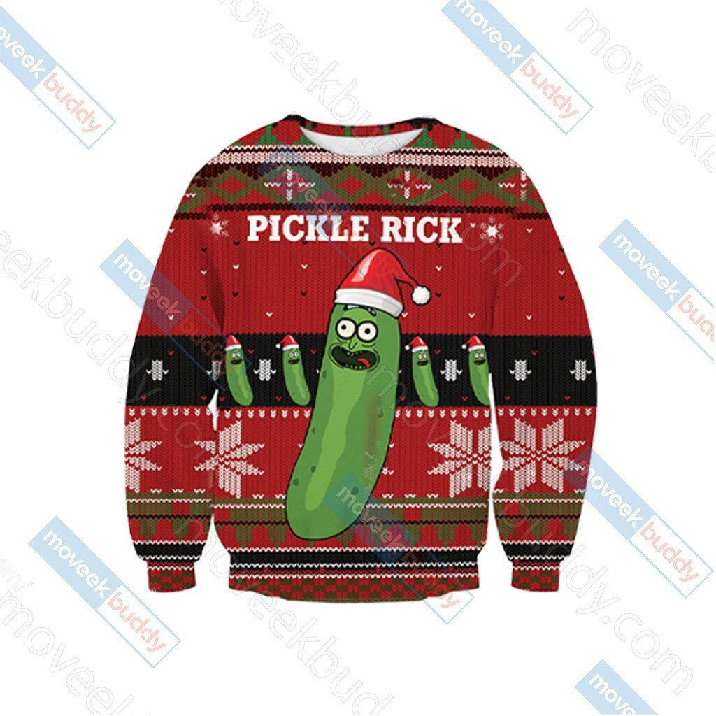 Pickle Rick For Unisex Ugly Christmas Sweater Adult 3D Funny Matching for family - Image 2