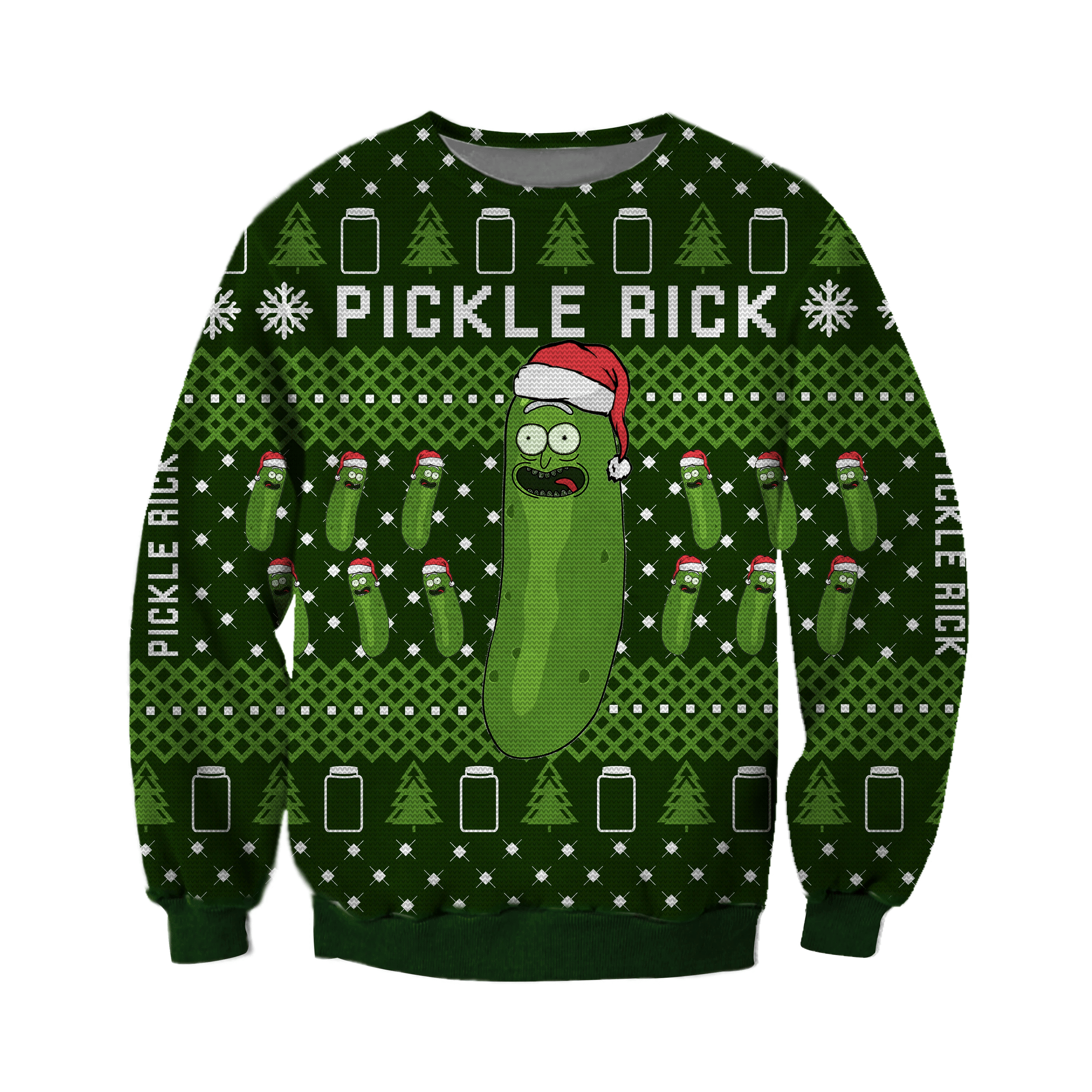 Pickle Rick Knitting Pattern 3D Print Ugly Christmas Sweater Adult 3D Funny Matching for family
