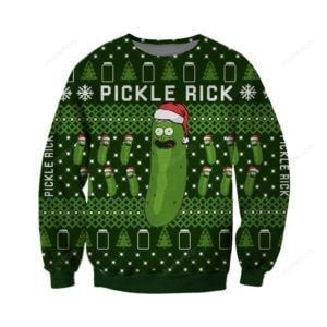 Pickle Rick Ugly Christmas Sweater Adult 3D Funny Matching for family