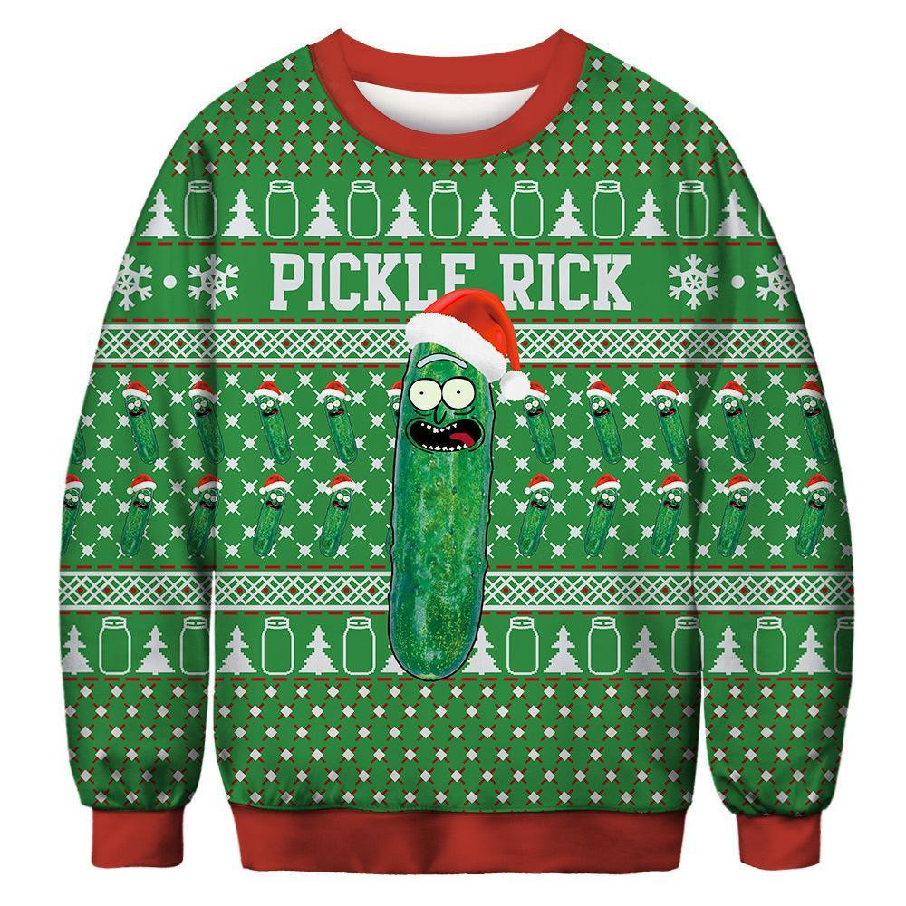 Pickle Rick Ugly Christmas Sweater Adult 3D Funny Matching for family