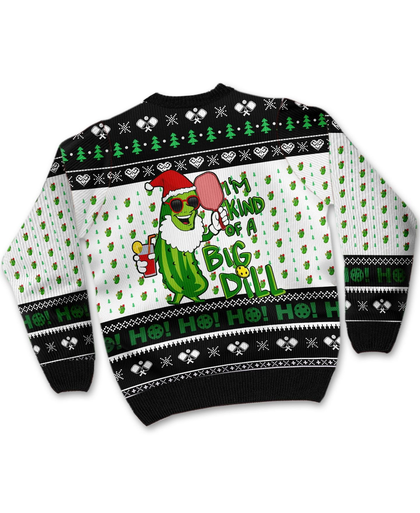 Pickleball Symol I'M Kind Of A Big Dill Noel Pattern For Sport Lovers Ugly Christmas Sweater Adult 3D Funny Matching for family - Image 3