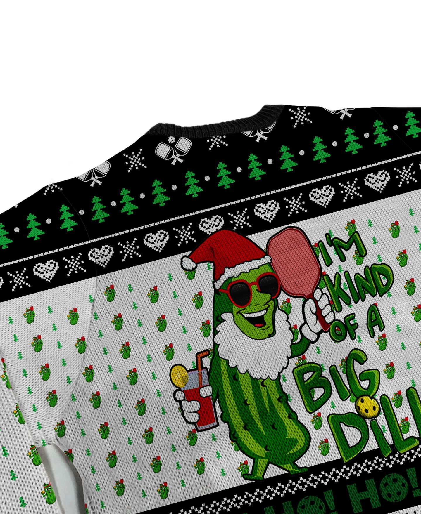 Pickleball Symol I'M Kind Of A Big Dill Noel Pattern For Sport Lovers Ugly Christmas Sweater Adult 3D Funny Matching for family - Image 5