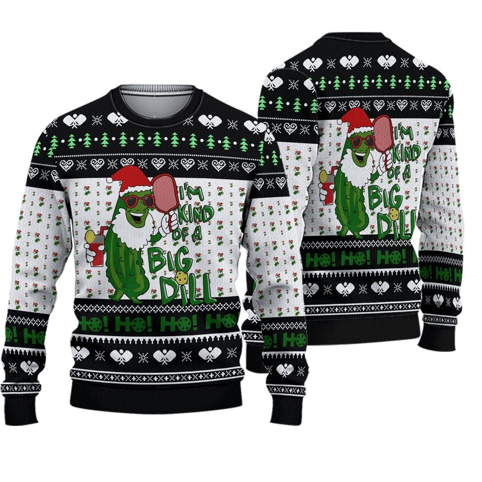 Pickleball Symol Im Kind Of Big Dill Noel Pattern Sweater