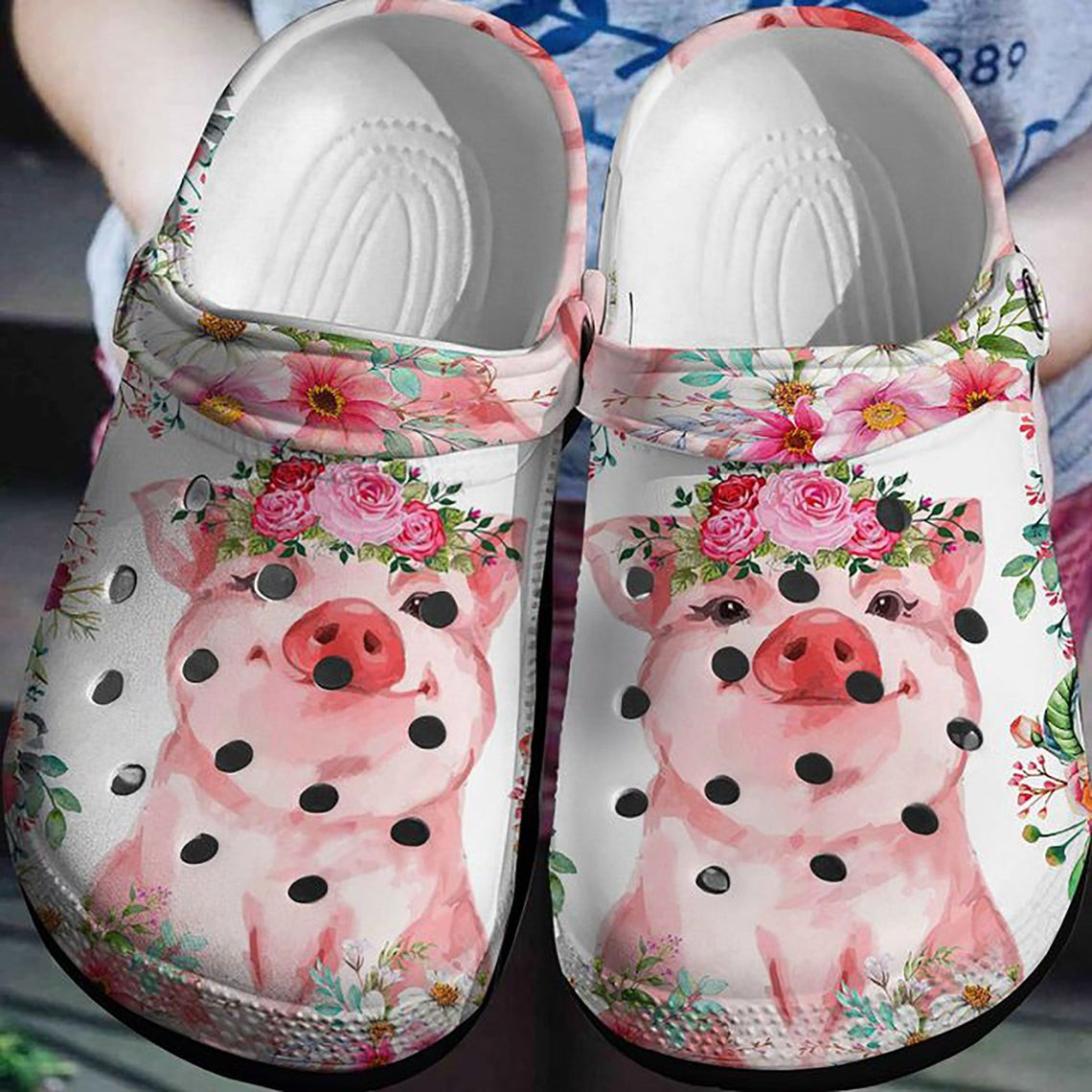 Pig Flower Farmer Crocband clogs