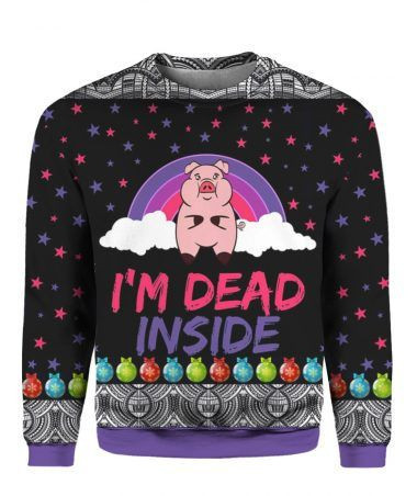 Pig I?M Dead Inside For Unisex Ugly Christmas Sweater Adult 3D Funny Matching for family