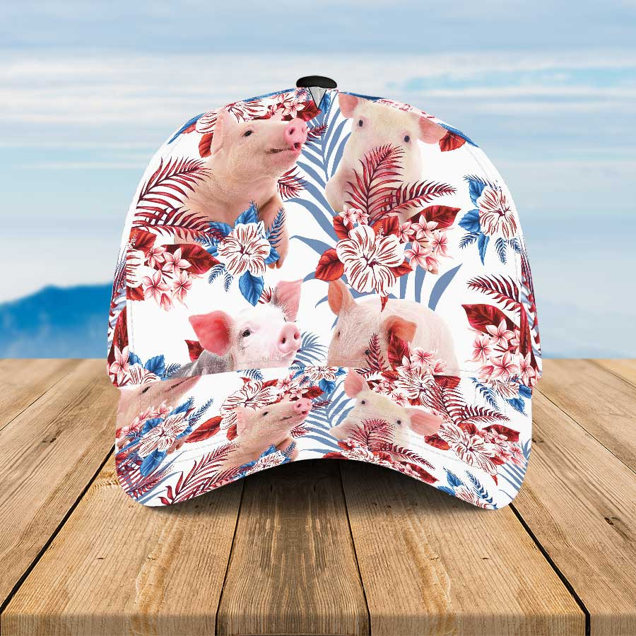 Pig Lovers Hawaiian Aloha Pig Summer Hats, Pig 3D Baseball Cap for Women Trucker Hats Custom Hats Gifts For Men & Women
