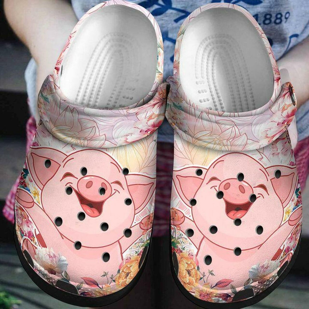 Pig Pink Cute Smile Face Comfortable For Mens And Womens Classic Water Rubber clog Shoes Comfy Footwear