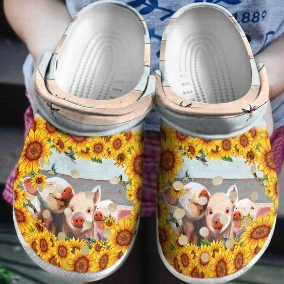 Pig Sunflower Rubber clog Shoes Comfy Footwear