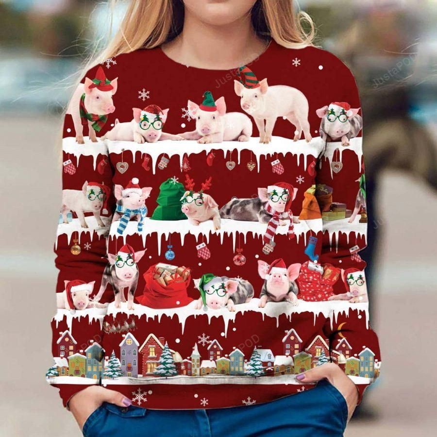 Pig Ugly Christmas Sweater Adult 3D Funny Matching for family