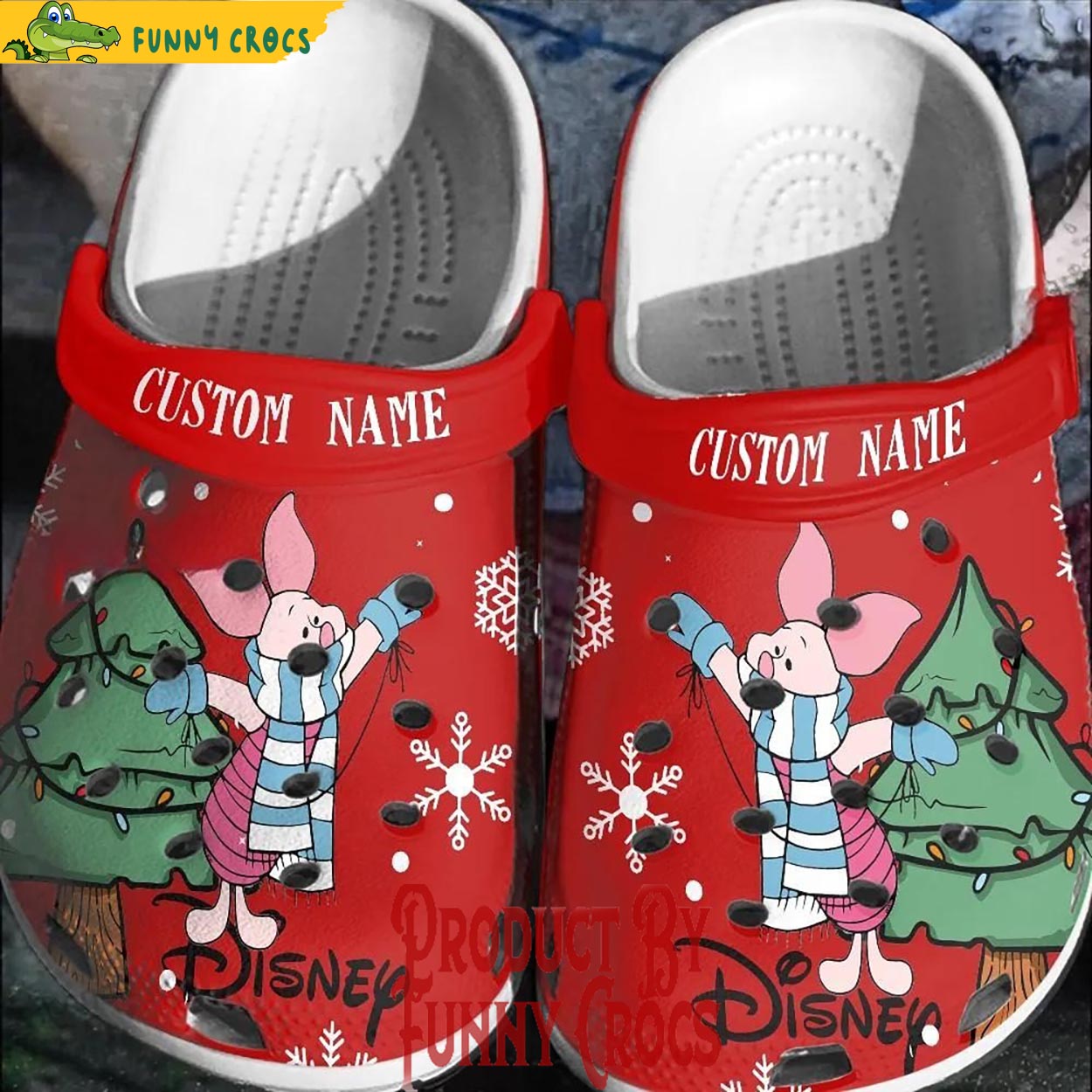 Piglet Winnie The Pooh Cartoon Christmas Crocs Crocband Clogs Shoes Comfortable For Men Women and Kids