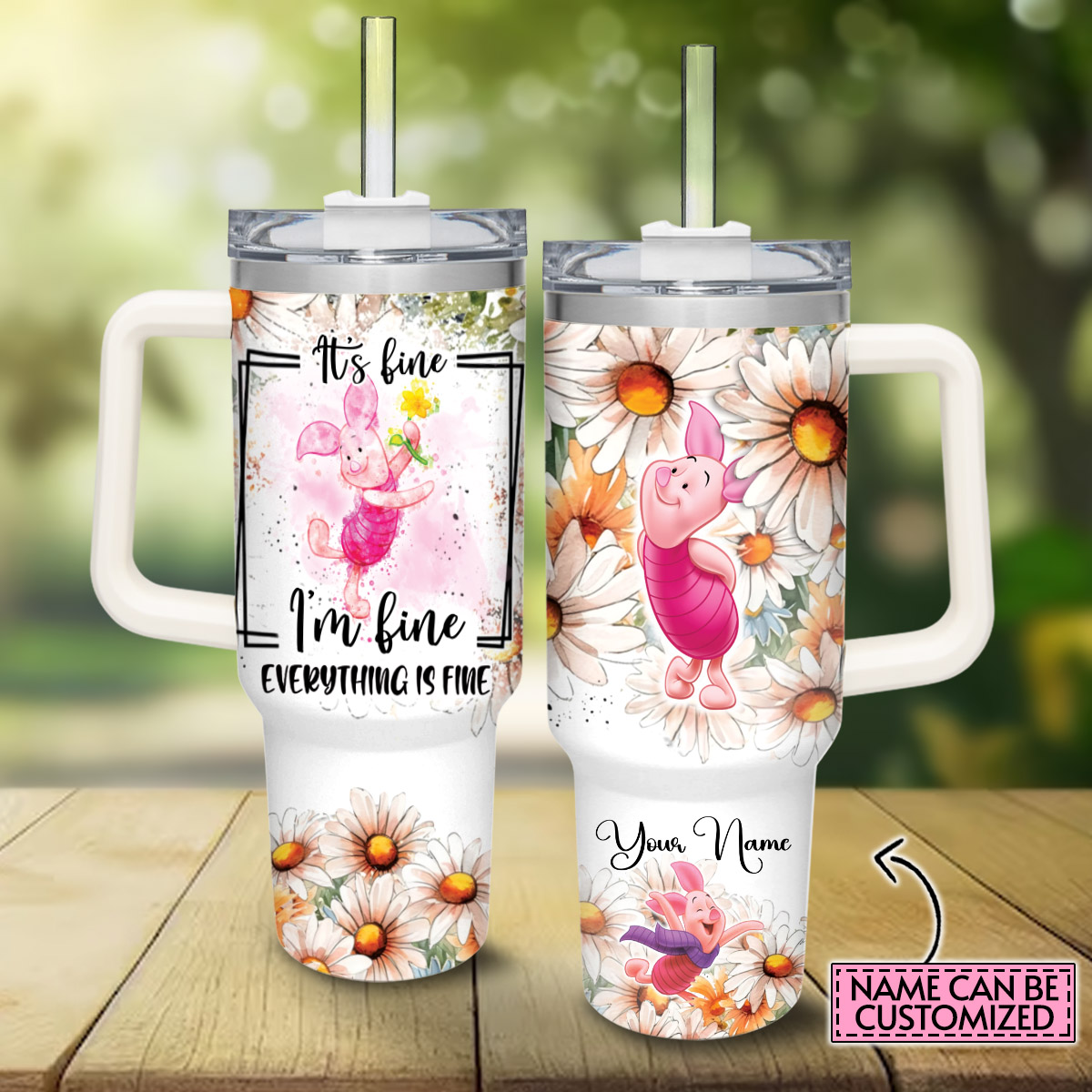 Piglet Winnie the Pooh Cartoon Custom Stanley Cup 40 oz 30 oz Tumbler With HandleTVC2301824