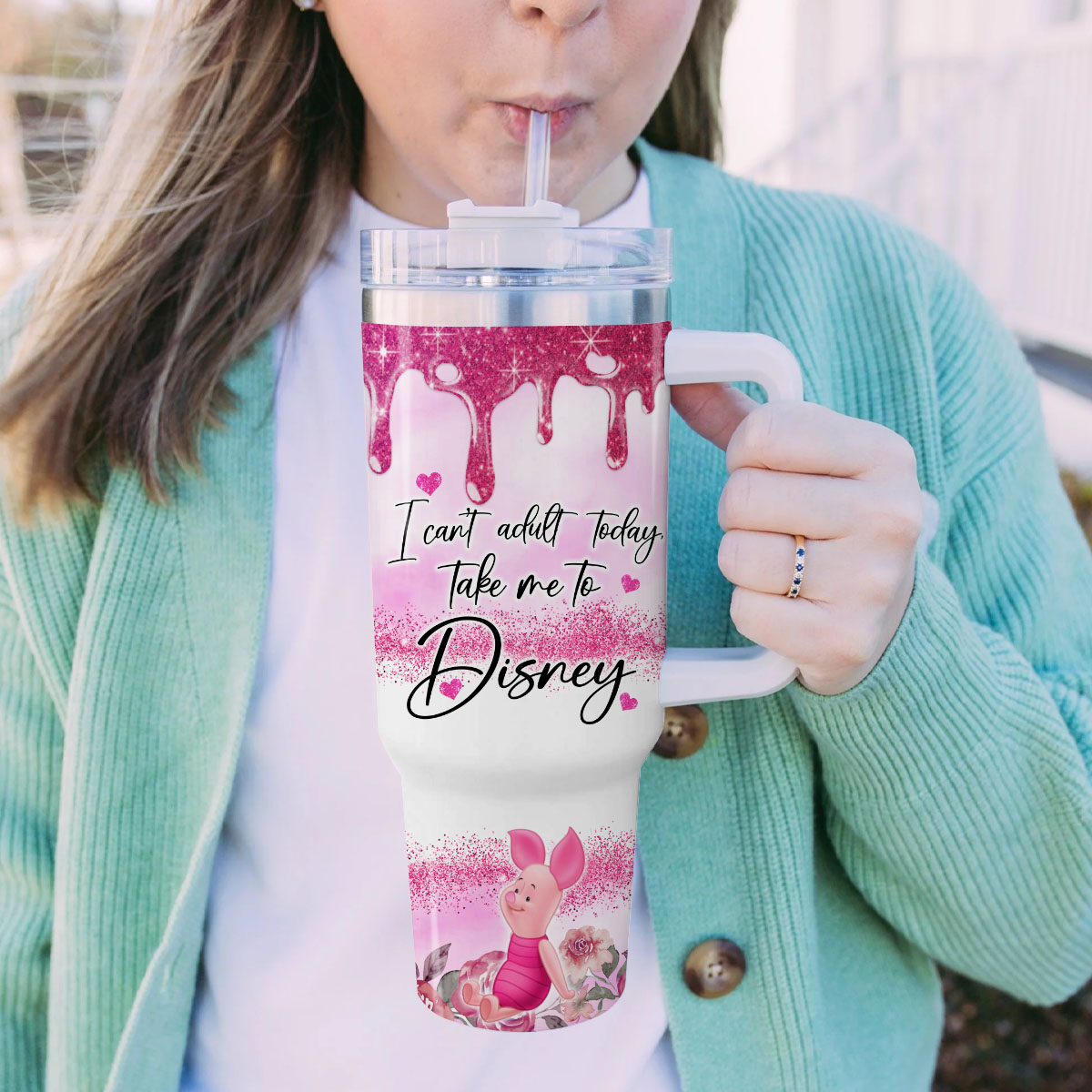 Piglet Winnie the Pooh Cartoon Custom Stanley Cup 40 oz 30 oz Tumbler With HandleTVC2301828 - Image 5