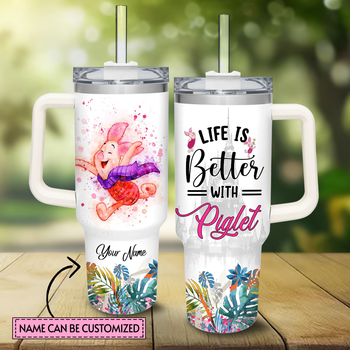 Piglet Winnie the Pooh Cartoon Custom Stanley Cup 40 oz 30 oz Tumbler With HandleTVC2301829